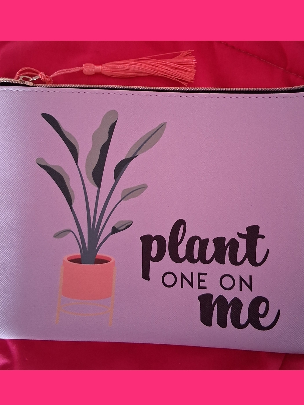 🌺4/$10-Women's Pink Botanical Zip Pouch - Plant One On Me